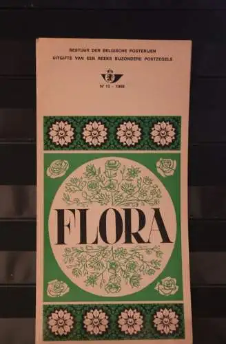 Belgien 1969; Ankündigungsblatt mit Schwarzdruck und Marke und ESST: Flora, Fläm. Ausg.