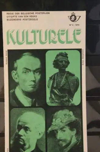 Belgien 1974; Ankündigungsblatt mit Schwarzdruck und Marke, ESST: Culturelle;  Fläm.  Ausg.