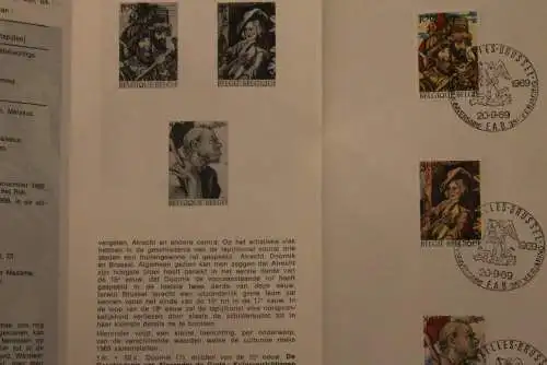 Belgien 1969; Ankündigungsblatt mit Schwarzdruck und Marke, ESST: Culturelle; Gemälde, Fläm.  Ausg.