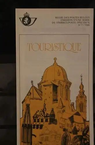 Belgien 1988; Ankündigungsblatt mit Schwarzdruck und Marke, ESST: Tourismus, Franz.  Ausg.