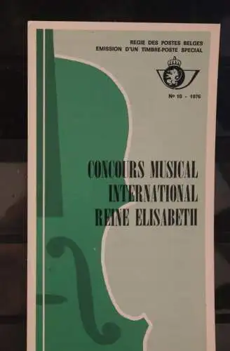 Belgien 1976; Ankündigungsblatt mit Schwarzdruck und Marke, ESST: Königin Elisabeth Musikconcours, Franz.  Ausg.