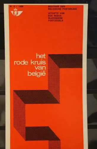 Belgien 1968; Ankündigungsblatt mit Schwarzdruck und Marke, ESST: Rotes Kreuz, Fläm.  Ausg.