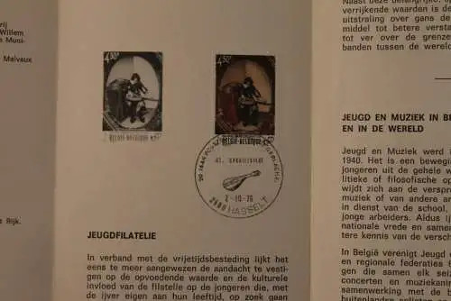 Belgien 1976; Ankündigungsblatt mit Schwarzdruck und Marke, ESST: Jugendphilatelie, Fläm.  Ausg.