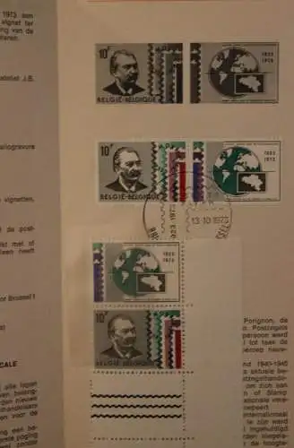 Belgien 1973; Ankündigungsblatt mit Schwarzdruck und Marke, ESST: Postwertzeichenhandel, Fläm.  Ausg.