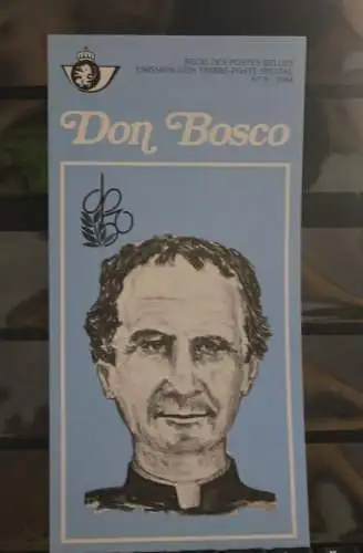 Belgien 1984; Ankündigungsblatt mit Schwarzdruck und Marke, ESST: Don Bosco, Fläm.  Ausg.