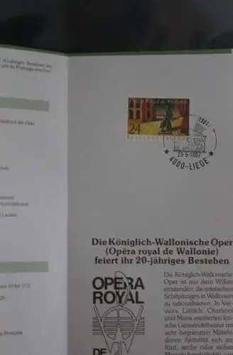 Belgien 1987; Ankündigungsblatt mit Schwarzdruck und Marke, ESST: Wallonische Oper, Deutsche  Ausg.