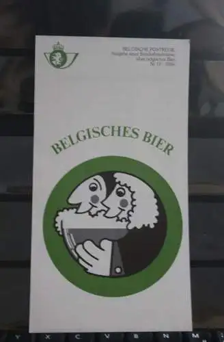 Belgien 1986; Ankündigungsblatt mit Schwarzdruck und Marke, ESST: Belgisches Bier, Deutsche  Ausg.