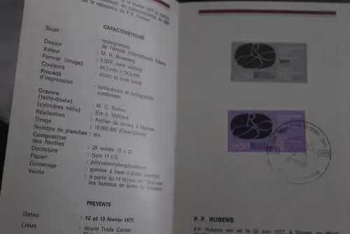 Belgien 1977; Ankündigungsblatt mit Schwarzdruck und Marke, ESST: Rubensjahr, Franz.  Ausg.
