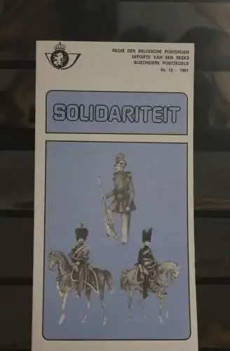 Belgien 1981; Ankündigungsblatt mit Schwarzdruck und Marke, ESST: Solidarität, Fläm.  Ausg.