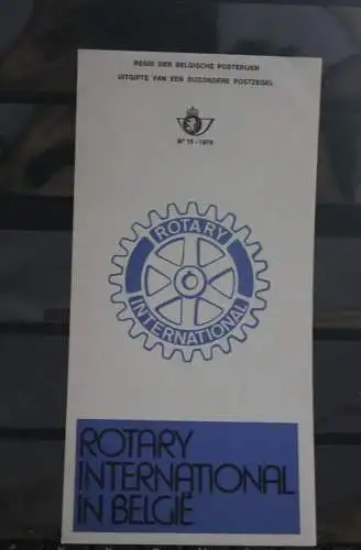 Belgien 1974; Ankündigungsblatt mit Schwarzdruck und Marke, ESST: Rotary Intern., Fläm.  Ausg.