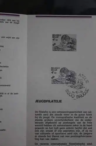 Belgien 1978; Ankündigungsblatt mit Schwarzdruck und Marke, ESST:Jugendphilatelie, Fläm.  Ausg.