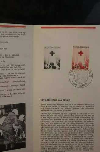 Belgien 1971; Ankündigungsblatt mit Schwarzdruck und Marke, ESST:Rotes Kreuz, Fläm. Ausg.