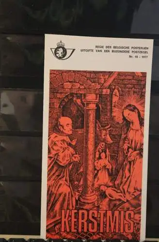 Belgien 1977; Ankündigungsblatt mit Schwarzdruck und Marke, ESST:Weihnachten, Fläm. Ausg.