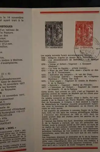 Belgien 1977; Ankündigungsblatt mit Schwarzdruck und Marke, ESST:Weihnachten, Franz. Ausg.