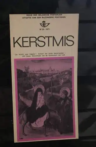 Belgien 1971; Ankündigungsblatt mit Schwarzdruck und Marke, ESST:Weihnachten,Fläm. Ausg.