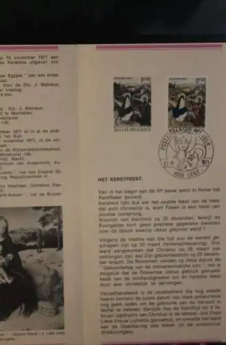 Belgien 1971; Ankündigungsblatt mit Schwarzdruck und Marke, ESST:Weihnachten,Fläm. Ausg.