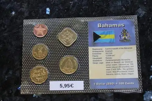 Bahamas; 5-teiliger Münzsatz, stg, eingeschweißt