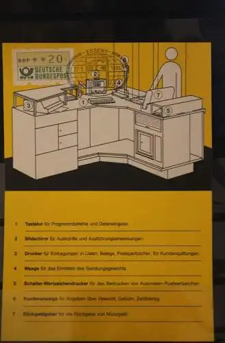 Deutschland, ATM auf POST-Infoblatt des PTZ; Messe Essen 1984