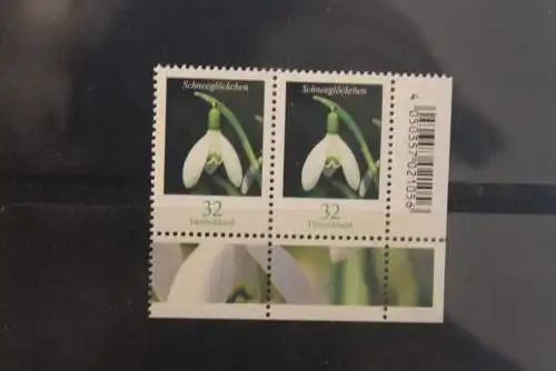 Deutschland; Freimarke: Blumen; Schneeglöckchen;  32 C., waagerechtes Paar, MNH