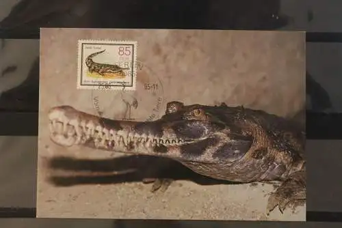 DDR 1985, Sunda-Gavial (Krokodil) auf Maximumkarte