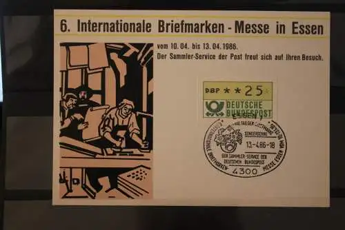 Deutschland; Briefmarken-Messe Essen 1986: SST Tag der Briefmarke; ATM auf Maximumkarte