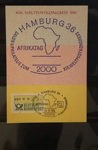 Deutschland; Weltpostkongreß 1984 Hamburg: Afrikatag, ATM auf Maximumkarte