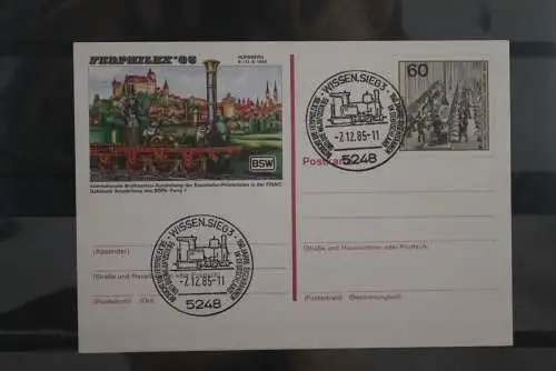 Deutschland  1985; FERPHILEX '85; PSo10; Sonderstempel Wissen / Sieg