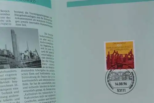 Deutschland 1996; Jahressammlung-ETB der Deutsche POST: UNESCO Völklinger Hütte,  MiNr. 1875, bitte lesen