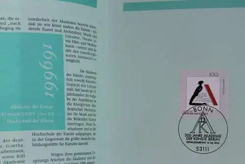 Deutschland 1996; Jahressammlung-ETB der Deutsche POST: Akademie der Künste,  MiNr. 1866, bitte lesen