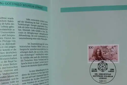 Deutschland 1996; Jahressammlung-ETB der Deutsche POST: Wilhelm Leibniz,  MiNr. 1865, bitte lesen