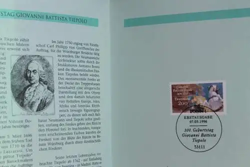 Deutschland 1996; Jahressammlung-ETB der Deutsche POST: Giovanni Battista Tiepolo,  MiNr. 1847, bitte lesen