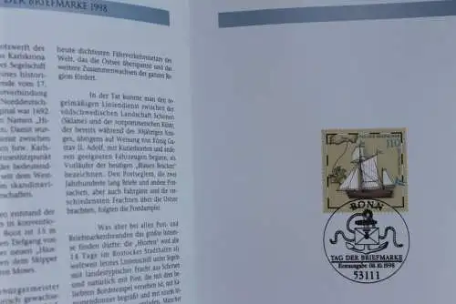 Deutschland 1998; Jahressammlung-ETB der Deutsche POST: Tag der Briefmarke: Segelschiff,  MiNr. 2022, bitte lesen