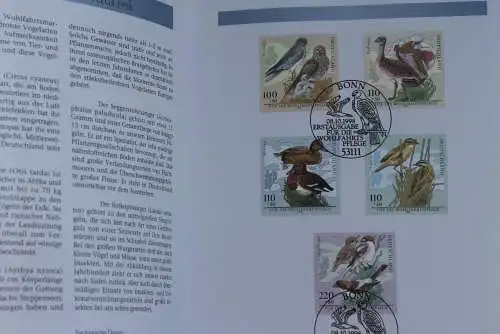 Deutschland 1998; Jahressammlung-ETB der Deutsche POST: Für die Wohlfahrtspflege: Vögel;  MiNr. 2015-19, bitte lesen