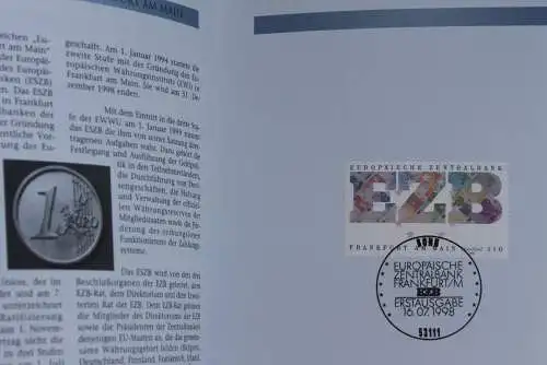 Deutschland 1998; Jahressammlung-ETB der Deutsche POST: Europäische Zentralbank;  MiNr. 2000, bitte lesen