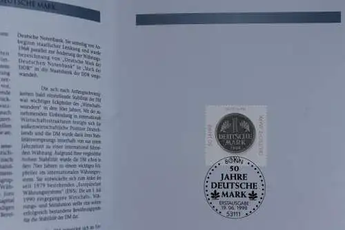 Deutschland 1998; Jahressammlung-ETB der Deutsche POST: 50 Jahre Deutsche Mark;  MiNr. 1996, bitte lesen