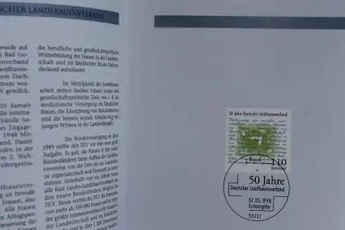 Deutschland 1998; Jahressammlung-ETB der Deutsche POST: Landfrauenverband, MiNr. Block 1988, bitte lesen