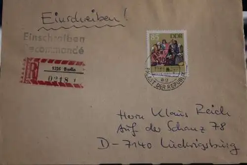 DDR Einschreibebrief mit Stempel Berlin, 1986; Palast der Republik; MiNr. 3036