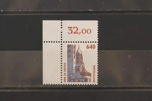 Deutschland 1995, Freimarken: Sehenswürdigkeiten 640, Dom zu Speyer; MiNr. 1811 A, Eckrand, oben, links, MNH