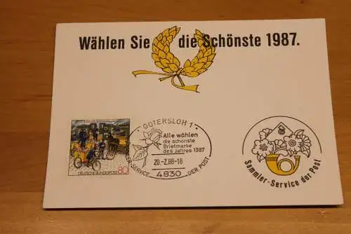 BRD;Sonderblatt,Erinnerungsblatt,Gedenkblatt: Wählen Sie die Schönste 1987; Sonderstempel; Ort beispielhaft