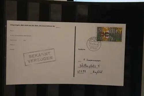 Deutschland 1998; Umzugspostkarte; PSo54, Tagesstempel, Ersttagsstempel