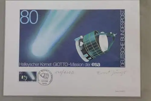 Halleyscher Komet GIOTTO-Mission der esa 1986; Künstleredition mit Handsignatur; Limitierte Auflage; 1986; lesen