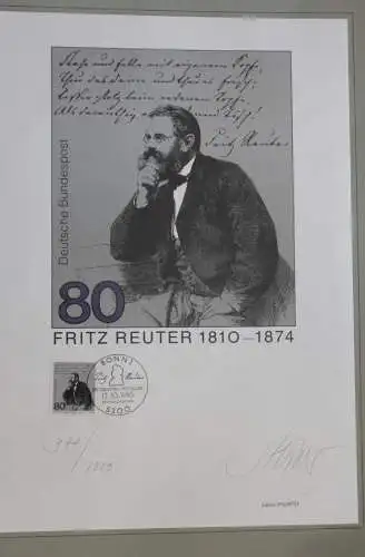 Fritz Reuter 1985; Künstleredition mit Handsignatur; Limitierte Auflage; 1985; lesen