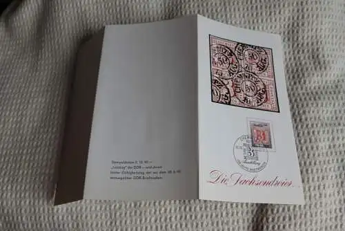 DDR; Folder "Die Sachsendreier" , 2.10.90; 150 Jahre Briefmarken; Letzttag DDR-Briefmarken