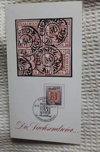 DDR; Folder "Die Sachsendreier" , 2.10.90; 150 Jahre Briefmarken; Letzttag DDR-Briefmarken