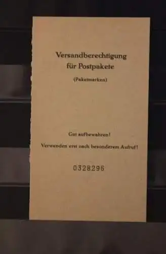 Berlin 1961, MH Paket-Zulassungsmarken, Versandberechtigung für Postpakete, PZ I, ungebraucht