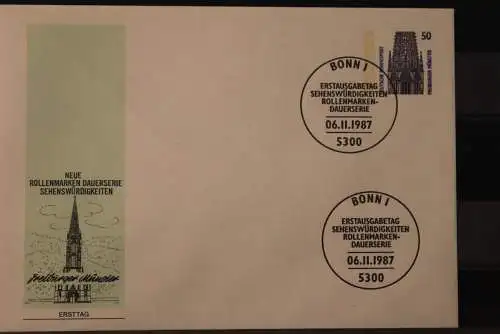 Deutschland 1987; Ganzsache Sehenswürdigkeiten, 50 Pf., Ersttagsstempel