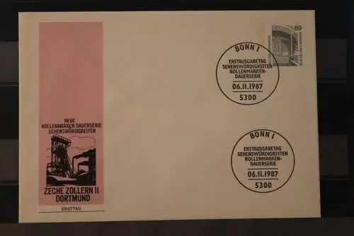 Deutschland 1987; Ganzsache Sehenswürdigkeiten, 80 Pf., Ersttagsstempel
