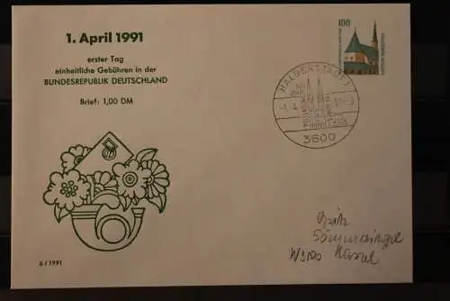 Deutschland 1991; 1. Tag einheitliche Postgebühren in Deutschland