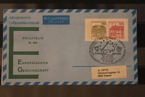 Deutschland 1983; Aerogramm: Philatelie in der EG; Sonderstempel Wehingen Verleihung der Europafahne