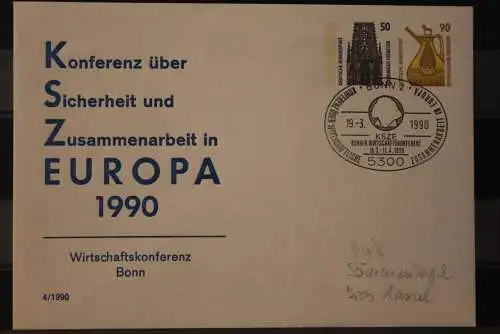 Deutschland 1990; Wertstempel Sehenswürdigkeiten 50 und 90 Pf., KSZE; Wirtschaftskonferenz Bonn